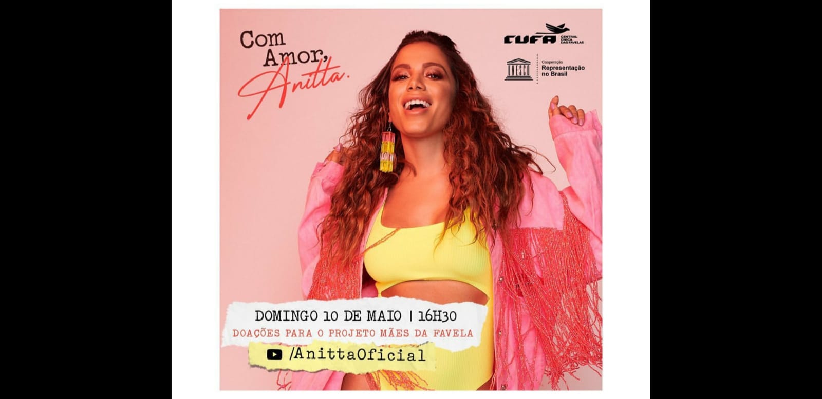 Anitta anuncia live para ajudar Projeto Mães da Favela da CUFA