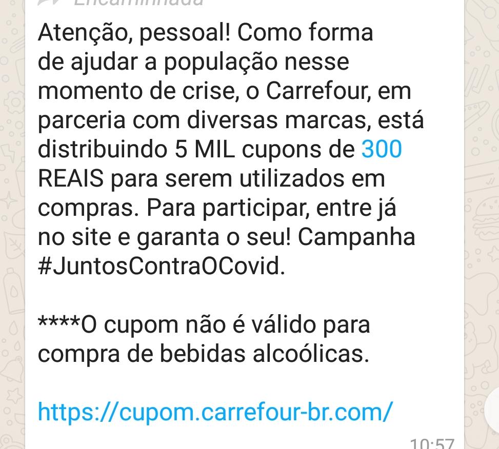 Carrefour NÃO está distribuindo cupons de 300 reais