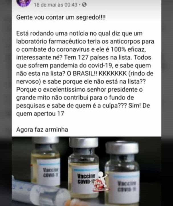 Falta de investimento brasileiro NÃO impede acesso ao anticorpo contra Covid-19