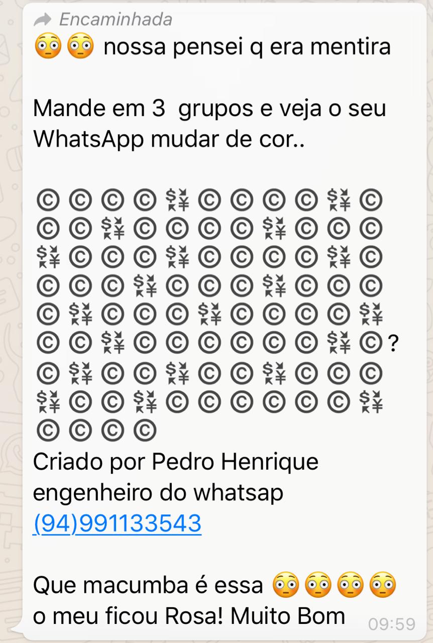 Corrente do WhatsApp NÃO muda a cor do aplicativo